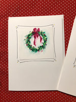 Original Christmas Watercolor Notecard Set of Holiday wreaths