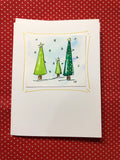 Original Christmas Watercolor Notecard Set of Christmas Trees