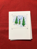 Original Christmas Watercolor Notecard Set of Christmas Trees