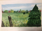 Original Watercolor Fall Landscape