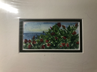 Original Miniature Watercolor Floral Coastal Overlook Landscape