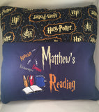 Personalized Harry Potter Theme Reading Pillow; Harry Potter Personalized Reading Pillow; Embroidered Personalized Reading Pillow