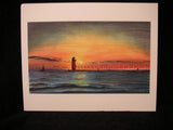 Michigan Lighthouse Limited Edition Print; Colored Pencil Limited Edition Print South Haven Lighhouse; South Haven Lighthouse Print