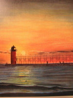 Lighthouse print - South Haven, Michigan; Michigan Lighthouse